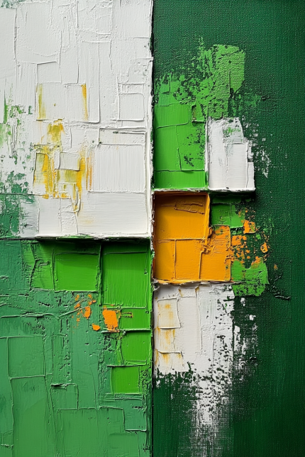 Struktūrinė pusiausvyra abstractus žalios baltos spalvos paveikslas ant drobės