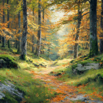 Rudens miško takas paveikslas ant drobės
