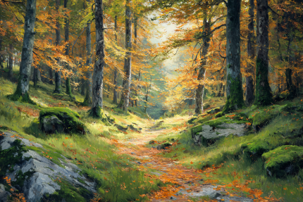 Rudens miško takas paveikslas ant drobės